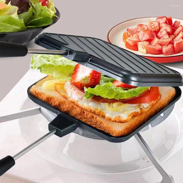 Pans Sandwich Maker Double Face Dog Grille-pain Résistant aux hautes températures Multifonctionnel pour les crêpes du petit-déjeuner Toast Omelettes