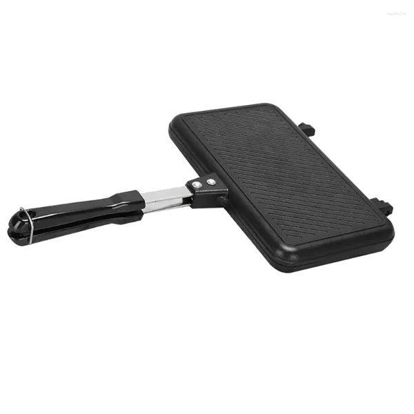 Sartenes Sandwich Pan Práctico Utensilios de cocina Inducción Freír Hamburguesa Aluminio de doble cara Placa para hornear pan casero