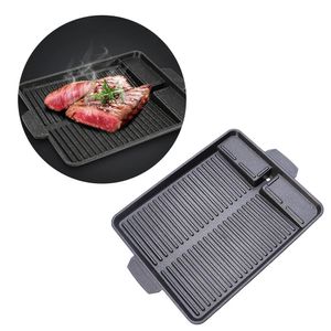 Pannen Rookloze Rechthoekige Barbecueplaat Keuken Koken Gereedschap Draagbaar Reizen Buiten Camping BBQ Grill Pan Non-stick Bakplaat 231122