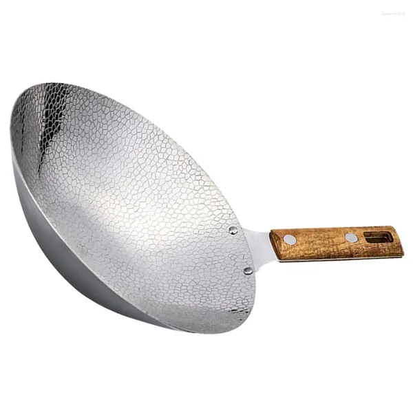 Sartenes wok de frito de plancha de acero inoxidable para estufa con manijas de metal portátiles utensilios de cocina de cocina para el hogar