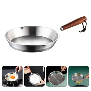 Casseroles en acier inoxydable poêle petite friture pour les œufs du petit-déjeuner omelettes en bois cascades