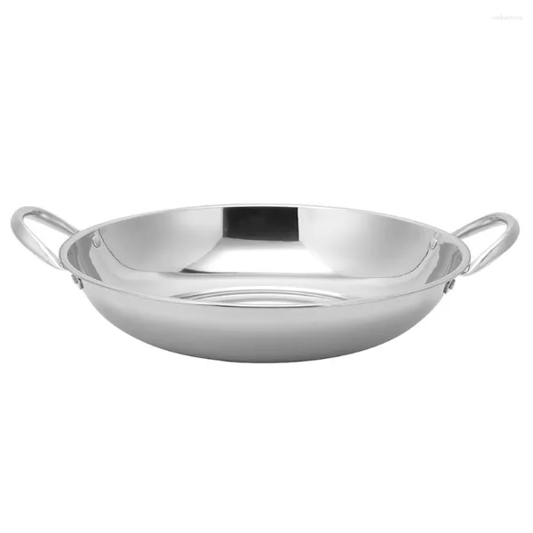 Casseroles en acier inoxydable, ustensile de cuisine, ustensiles de cuisine ménagers en métal, poignée, petites casseroles, couvercle de Wok sec pour l'extérieur