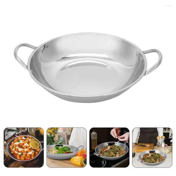 Casseroles en acier inoxydable, petites marmites de cuisson en métal pour outil de friture, Paella, poêle antiadhésive