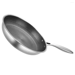 PANS roestvrij staal wok frituren Pan Non Stick Griddle Fried Honeycomb Nonstick Skillet Kitchen Kijkgerei Werk