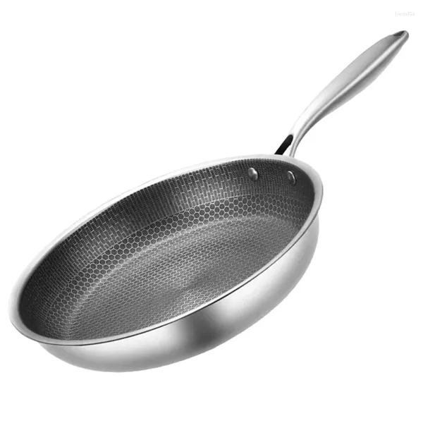 Pans en acier inoxydable wok non stick ovules friture poêle en nid d'absence antiadhésive petit travail de travail de travail