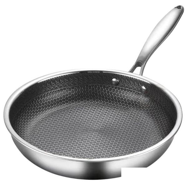 Wok en acier inoxydable, poêle à frire double face en nid d'abeille antiadhésive, ustensiles de cuisine antiadhésifs, livraison directe, maison, jardin, cuisine, Din Otzkw