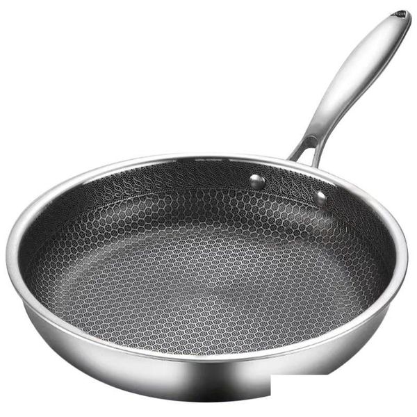 Wok en acier inoxydable, poêle à frire double face en nid d'abeille antiadhésive, ustensiles de cuisine antiadhésifs, livraison directe, maison, jardin, cuisine, Din Otmkr