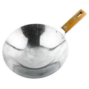 Poêles en acier inoxydable Wok en acier plaque de cuisson cuisine petites poignées en métal poêle à frire maison approvisionnement sauté traditionnel Chino