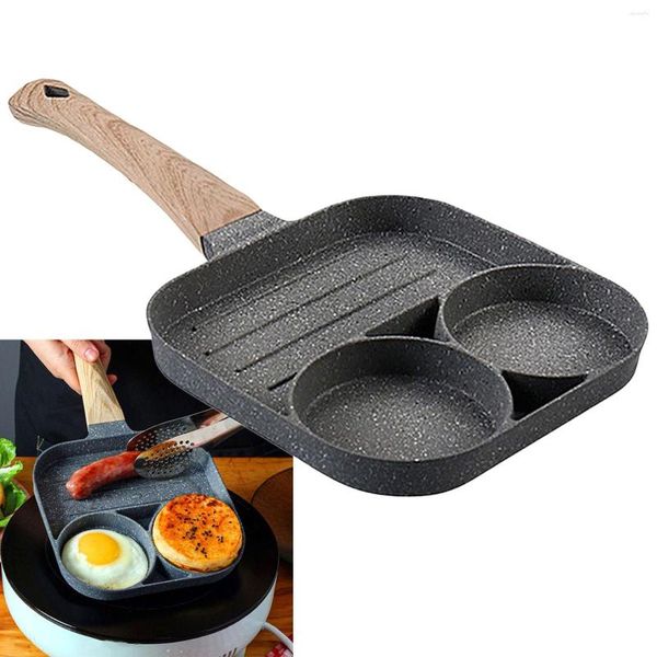 Sartenes Sartén para huevos de piedra Olla para salchichas y filetes de 3 tazas con mango largo