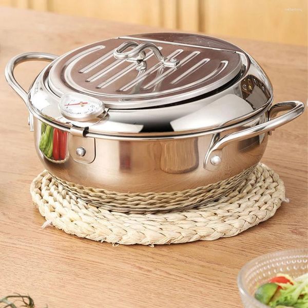 Casseroles Pot de friteuse robuste et durable fabriqué avec un support de filtre en acier inoxydable 304 Large Application 20 cm