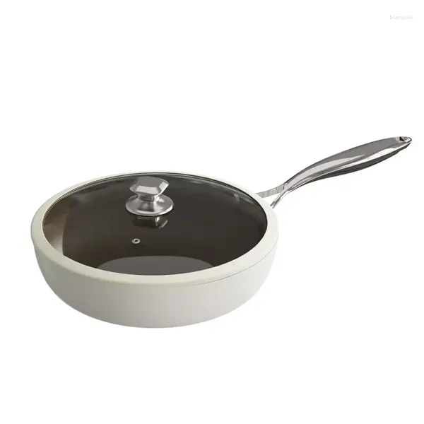 Sartenes Sartén Wok de titanio para freír, olla para cocinar con menos humo, antiadherente, adecuada para todo tipo de estufas, huevo en barra