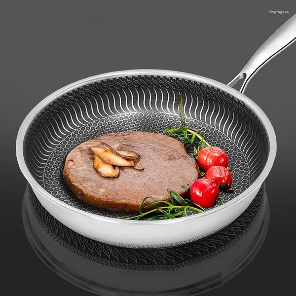 Sartenes Universal de acero inoxidable sartén antiadherente Wok cocinar carne olla sartén cacerola inducción estufa de Gas utensilios de cocina