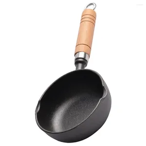 Casseroles Wok Cuisine Petit Pot Avec Manche En Bois Travail Sur Sauce Fer Pan Lait Chaud Casserole En Métal Plaque De Cuisson