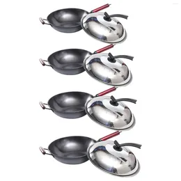 Poêles Wok avec couvercle, casseroles compatibles avec table de cuisson à induction et pour tous