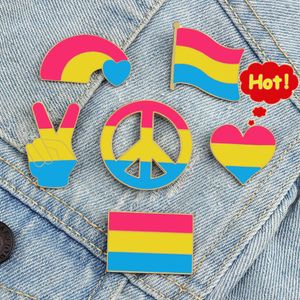 Pansexuelle Pride Flag Ting Pins LGBTQ Omnisexuality Brooch Rainbow Hand Pace Love Emor Emmel Shirt Shirt Badge Men Women Jewelry