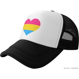 Bandera del Orgullo Pansexual, sombrero de corazón de amor, gorra de béisbol LGBT transgénero, gorra vaquera del Orgullo Gay del arco iris