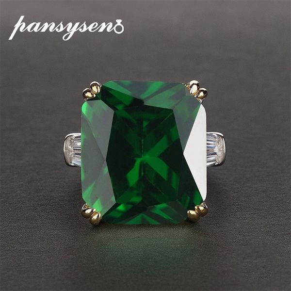 PANSYSEN 7 couleurs vert émeraude anneaux pour femmes vert rose rouge violet pierre précieuse S925 bijoux en argent bague de fiançailles taille 5-12 Y200321