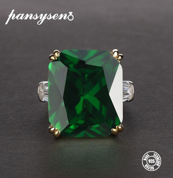 Pansysen 7 couleurs anneaux d'émeraude verts pour femmes vert rose rose rouge violet stone s925 bijoux en argent d'anneau de fiançailles 512 ly1918484426