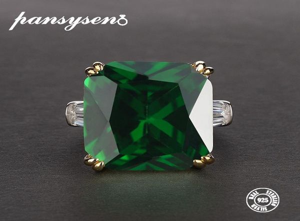 PANSYSEN 7 couleurs vert émeraude anneaux pour femmes vert rose rouge violet pierres précieuses S925 bijoux en argent bague de fiançailles taille 512 LY1916413327