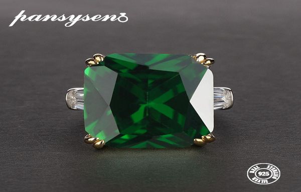 PANSYSEN 7 couleurs vert émeraude anneaux pour femmes vert rose rouge violet pierres précieuses S925 bijoux en argent bague de fiançailles taille 512 LY1916624646