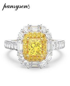 Pansysen Classic 100 925 Sterling Silver 4mm Citrine Lab Moissanite Wedding Engagement Rings vrouwen hele fijne sieradenring Y01837714