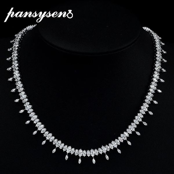 Pansysen Classic 925 Colliers de chaîne de diamant à haute teneur en argent sterling coupé en carbone à haute teneur en carbone feme