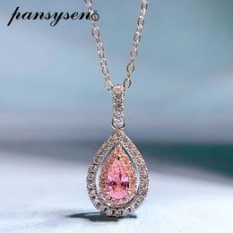 PANSYSEN mignon argent massif 925 bijoux saphir rose haute teneur en carbone diamant pierres précieuses pendentif collier femmes fête beau cadeau 240305