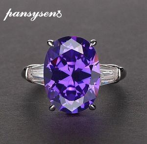 PANSYSEN Fine anniversaire améthyste bague en argent sterling 925 ovale rubis émeraude bagues pour femmes accessoires de bijoux de mode 38184673