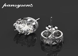 Pansysen Nouvelle marque 8 mm Round Création de boucles d'oreilles Moisanite Moisanite pour femmes 100 925 Engagement de mariage en argent sterling fin bijoux7237112