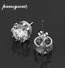 Pansysen New Brand 8 mm Round Créé des boucles d'oreilles Moisanite Moisanite pour les femmes 100 925 Engagement de mariage en argent sterling