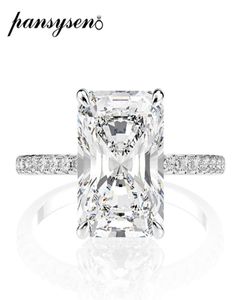 Pansysen Real 925 Coupe émeraude en argent sterling a créé des bagues de mariage en diamant Moisanite pour les femmes Ring de fiançailles de la proposition de luxe C6697965