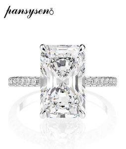 Pansysen Real 925 Sterling Silver Emerald Cut Created Moissanite Diamond Mariage ANNAUX POUR LES FEMMES LUXE PROPOSITION DANS LE LURME RÉNAGE C8241574