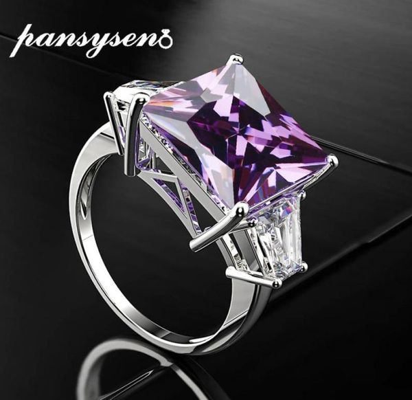 PANSYSEN réel 925 bijoux en argent Sterling anneaux d'améthyste 1212mm violet pierre gemme bague de fiançailles de mariage pour les femmes entières Y01226609343