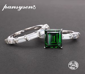 Pansysen Real 925 Sterling Silver Rings for Women 100 Natural Emerald Gemstone Fine Jewelry Wedding Engagement Ring 2019 Nieuw CJ6590795