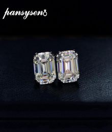 Pansysen Solid 925 Sterling Silver 6CT creado Moissanite Wedding Engagement Pendientes Cumpleaños Pendientes de joyería Fina Regalo 2106371248