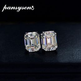 PANSYSEN solide 925 en argent Sterling 6ct créé Moissanite boucles d'oreilles de fiançailles de mariage anniversaire bijoux fins boucles d'oreilles cadeau 210254Z