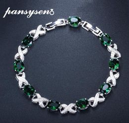 Pansysen Femmes Party Charm Braclets Real Silver 925 Jewelry Emerald Sapphire Amethyst Bracelet Femme Femme Anniversaire Gift 158479786883