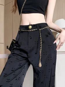 Pantalón mujer diseñador marca lujo nueva primavera pierna recta pantalones sueltos mujeres elástico casual todo vertical holgura puro algodón suelto explosión calle gran moda