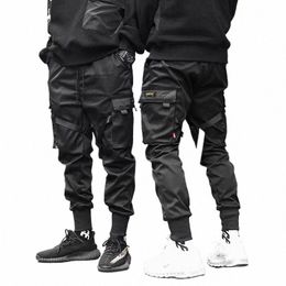 pantalon en cot Techwear pour hommes, Streetwear noir, Cargo, FjYouth Harem, Joggg Sportedly Chimjogger, 2023 a1L9#