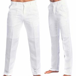 Pantalons de lin informels c sac pour homme, vêtements de rue élégants, couleur blanc et gris, grande taille 3xl, 2023 70WO #