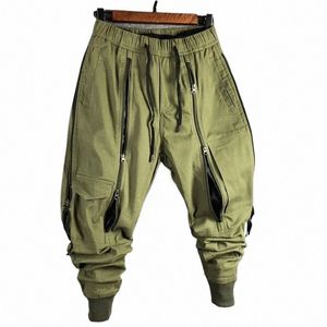 Pantales Hombre Automne Hiver Baggy Cargo Pantalon Hommes Casual Tendance Coréenne Persality Zipper Haren Pantalon Hommes Vêtements Streetwear X7Nl #