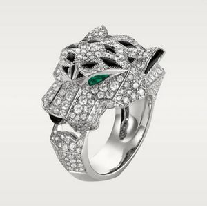 Panther Rings Diamond Gold Au750 No se desvanecerá Retro Exquisito Diseñador de regalos Marca Panther