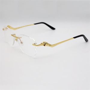 Panthère lunettes de soleil mode sans monture ovale lunettes de soleil Vintage métal élégant lunettes hommes classique conduite été décoration