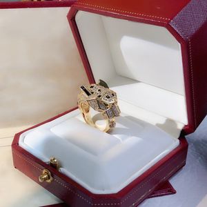 Panthere BIG Anillo cabeza de leopardo para hombre diseñador para mujer esmeralda diamante reproducciones oficiales joyería regalo de lujo para novia 029