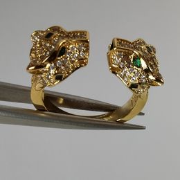 Panthere ring groot voor man ontwerper Diamond Emerald Glazen Gold vergulde 18K hoogste tegenkwaliteit klassieke stijl mode luxe voortreffelijk geschenk 007