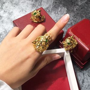 Panthere GRAN anillo marca de lujo reproducciones oficiales T0P calidad 18 K dorado guepardo Tamaño americano Pareja anillos anillo de diseño nueva venta regalos premium 001