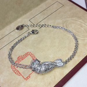 Bracelet Panthere pour femme Designer diamant émeraude plaqué or compteur le plus élevé matériaux avancés style classique bijoux cadeau d'anniversaire 022