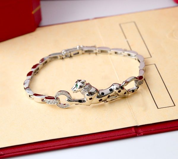 Bracelet panthère pour femme designer diamant plaqué or émeraude qualité T0P 18K reproductions officielles pendentif guépard style classique cadeaux premium 021