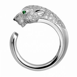 Anillo de la serie Panthere con diamantes, reproducciones oficiales de la marca de lujo, anillos dorados de 18 K de alta calidad, diseño nuevo, venta de diamantes a283u