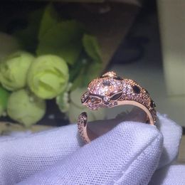 Serie Panthere, anillo de diamantes, marca de lujo de alta calidad, anillos dorados de 18 K para mujer, diseño de marca, nueva venta de aniversario de diamantes gi293k
